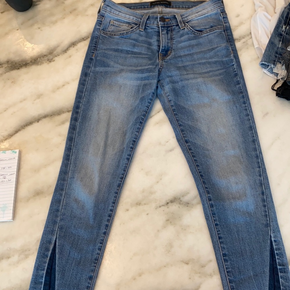Blue denim skinny jeans// Flying monkey